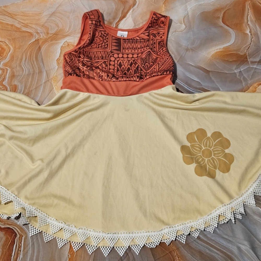 Little Adventures Moana Twirl Dress Girls Size 6 Polynesian Princess Costume